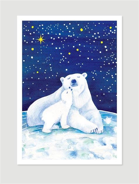 Polar bears watercolor print, arctic bear illustration, wall decor ...