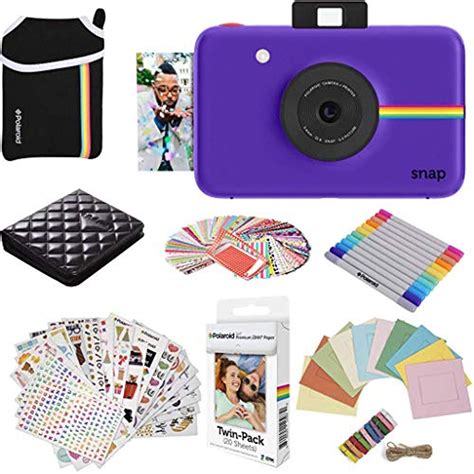 Polaroid Snap Instant Digital Camera (Purple) Protective Bundle with 20 Sheets Zink Paper ...