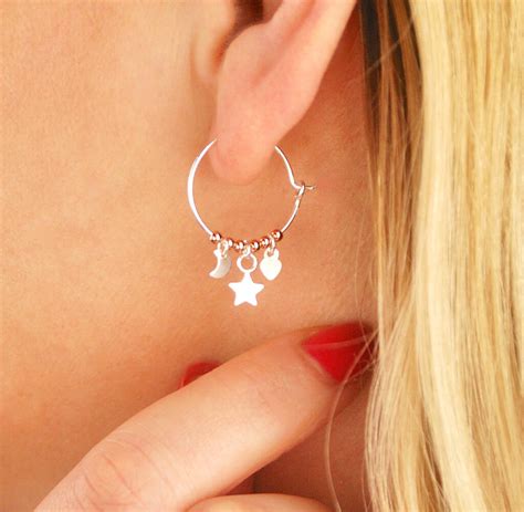 Mini Silver Hoop And Charm Earrings By Penelopetom | notonthehighstreet.com