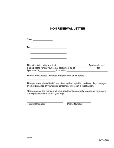 Non Renewal Of Lease Letter - Free Printable Documents