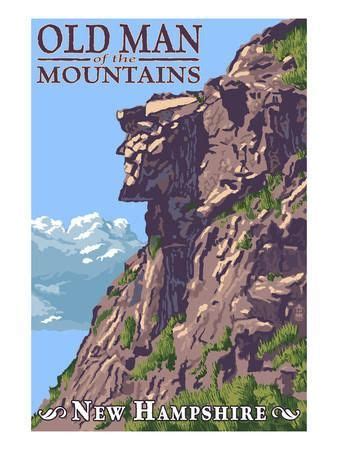 an old man in the mountains by new hampshire, illustrated by john o'connor