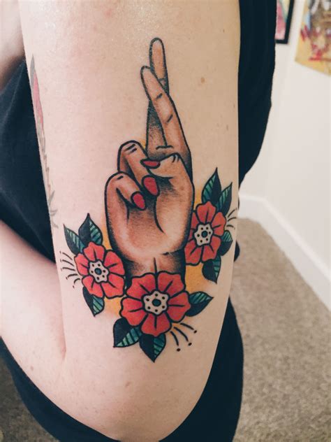 Fingers Crossed Tattoo by Barrett Fiser at Electric Tattoo, Asbury Park NJ - Imgur | Tattoos ...