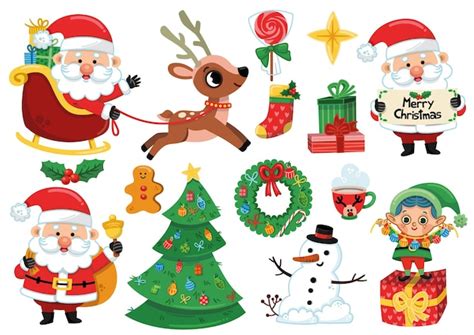 Premium Vector | Christmas Clip Art Set. Santa and Christmas Design ...