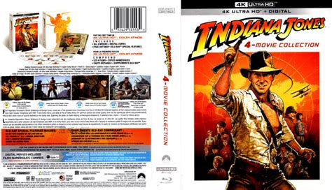 INDIANA JONES 4 MOVIE COLLECTION BLURAY 4K COVER & LABELS - DVDcover.Com