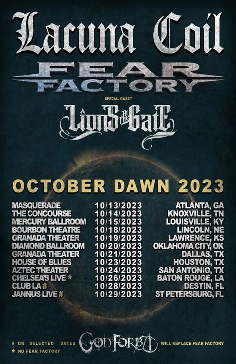 Event Lacuna Coil + Fear Factory - 14/10/2023 - Knoxville - The Concourse - United States