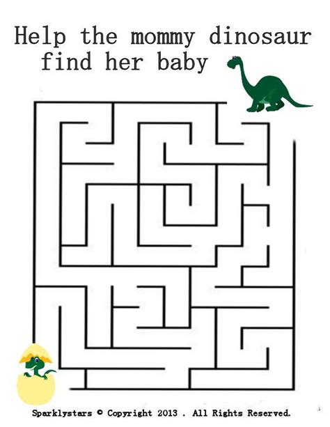 Dinosaur maze easy: age 3-5 | Fun worksheets for kids, Mazes for kids ...