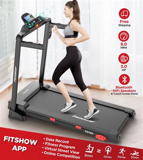 Smart Folding Treadmill w/ APP Control and HiFi Bluetooth Speakers, 3 ...