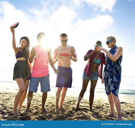 Diverse Young People Fun Beach Concept Stock Photo - Image of hipster, ethnic: 97130284