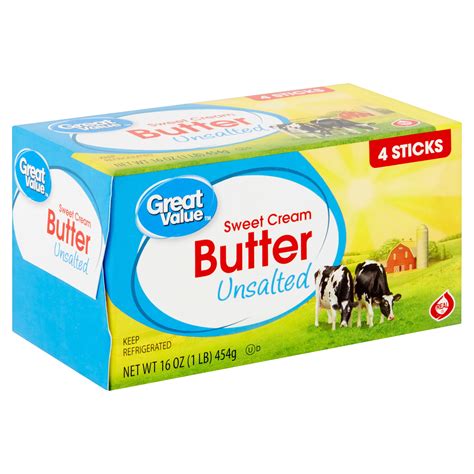 Great Value Unsalted Sweet Cream Butter, 16 oz, 4 Sticks - Walmart.com