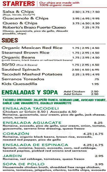 Tacodeli Menu, Menu for Tacodeli, West Dallas, Dallas - Urbanspoon/Zomato