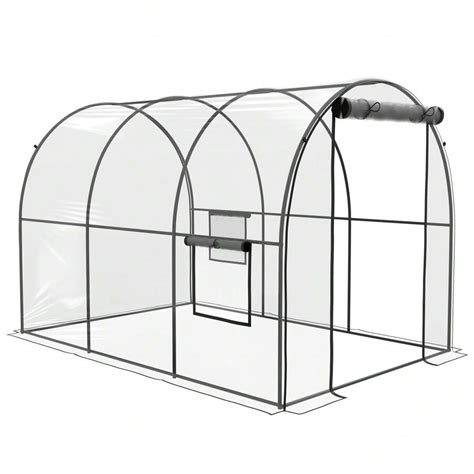 Outsunny 3 X 2 X 2m Polytunnel Greenhouse With Roll-Up Door And Mesh Window, Walk-In Grow House ...