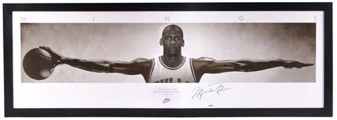 Michael Jordan Signed "Wings" 26.25x76.25 Custom Framed Poster Display ...