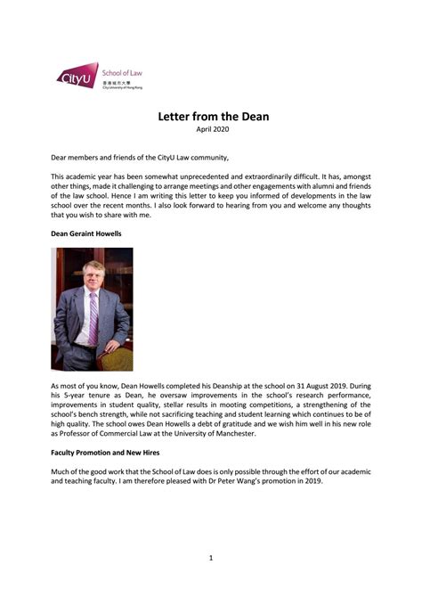 Letter from the Dean 2020 by Lala Wong - Issuu