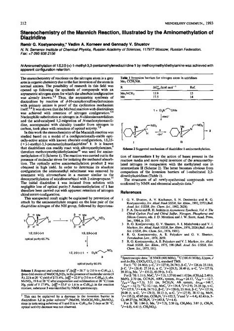 (PDF) Stereochemistry of the Mannich Reaction, Illustrated by the ...