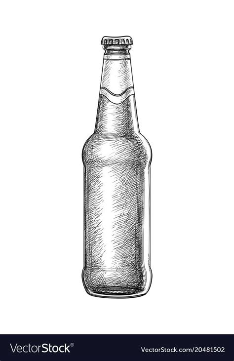 Beer bottle isolated on white background. Hand drawn vector illustration. Retro style. Download ...