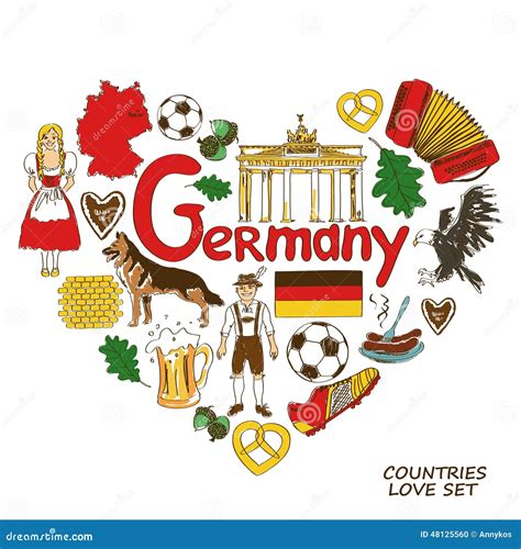 German Symbols In Heart Shape Concept Stock Vector - Image: 48125560