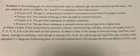 Problem 4 The working gas of a thermodynamic cycle is | Chegg.com