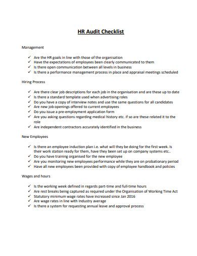 14+ FREE Hr Audit Checklist Templates in PDF | DOC | XLS