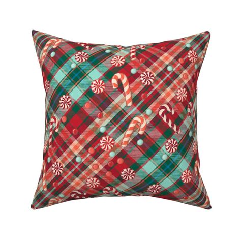 Christmas tartan plaid with candies Fabric | Spoonflower