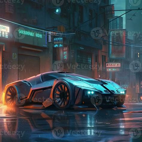 Futuristic Cyberpunk City with Super Exotic Car Concept Art ...