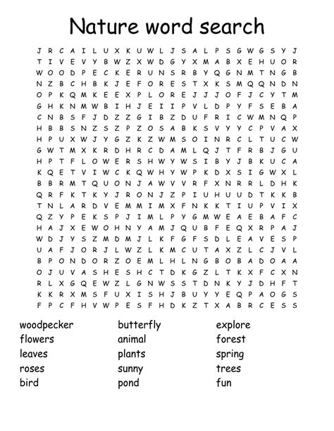 Nature Word Search Printable