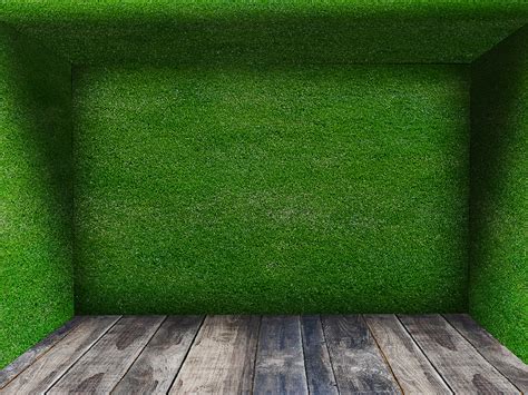 Grass Room With Wooden Floor Background Free (Brick-And-Wall ...