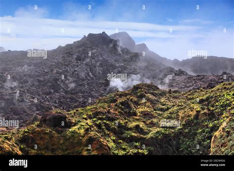 Volcano La Soufriere in Guadeloupe. Natural landmark active volcano ...