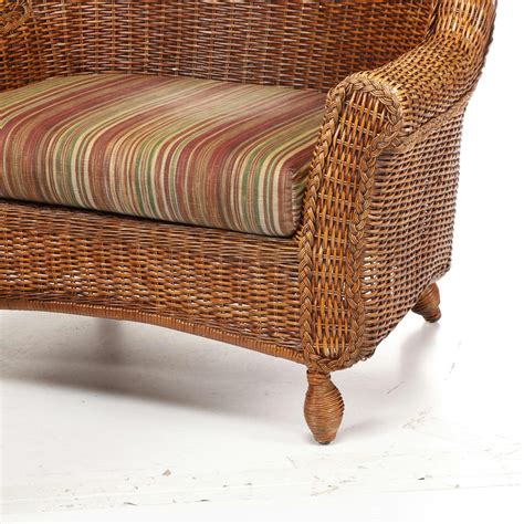 Pier 1 Oversized Woven Wicker Patio Chairs with Ottoman, Late 20th Century | EBTH