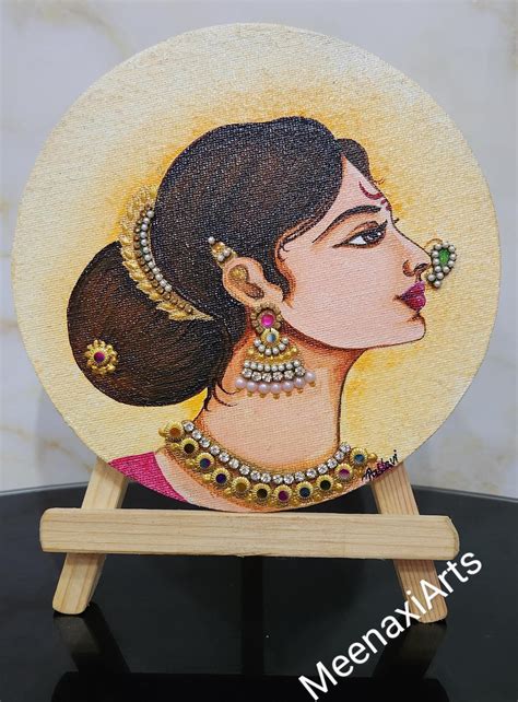 Marathi Lady Acrylic Artistic Painting Exotic Mixed Media on - Etsy