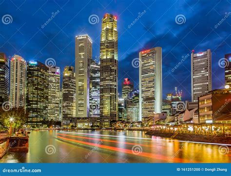 Singapore-04 OCT 2017: Singapore Clarke Quay River Front CBD Night View ...