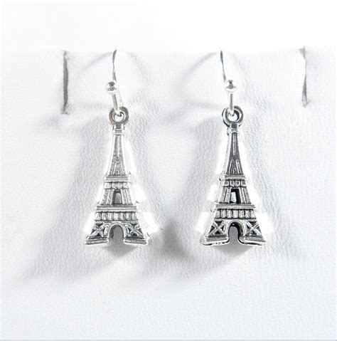 Eiffel Tower Earrings Silver Eiffel Tower Charm Earrings | Etsy