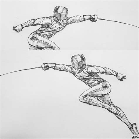 New drawing : Fencing | Drawings, Fence art, Art reference poses