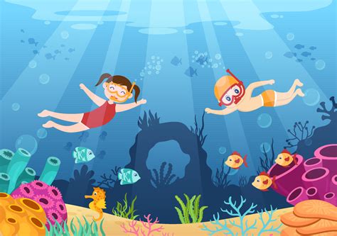 Children Snorkeling with Underwater Swimming Exploring Sea, Coral Reef or Fish in the Ocean in ...