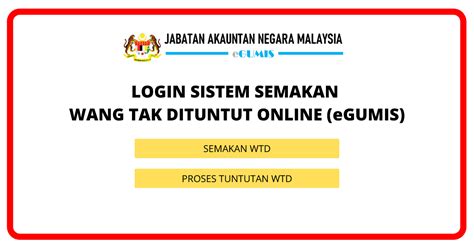 eGumis : Semakan Wang Tidak Dituntut Online 2023