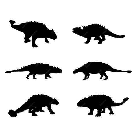 Premium Vector | Ankylosaurus silhouette set collection isolated black on white background ...