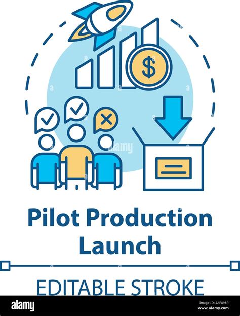 Pilot production launch concept icon. Startup. Strategic management ...