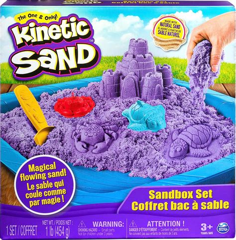 Amazon.com: Kinetic Sand, Sandbox Playset with 1lb of Purple and 3 ...