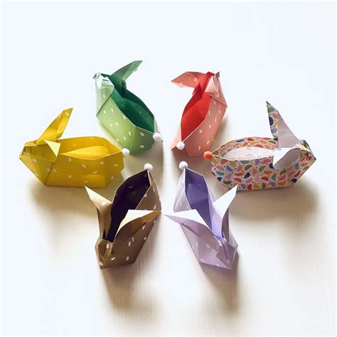 Fold Your Own Origami Paper Easter Bunny Baskets By LITLLE PAPiER | Easter paper crafts, Origami ...