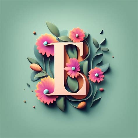 Premium Photo | Minimalist 3D floral E letter logo design ideas