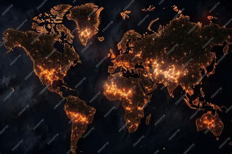 Premium AI Image | Earth world map indicating places on fire