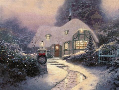 Christmas Cottage | Art thomas, Thomas kinkade, Thomas kinkade paintings