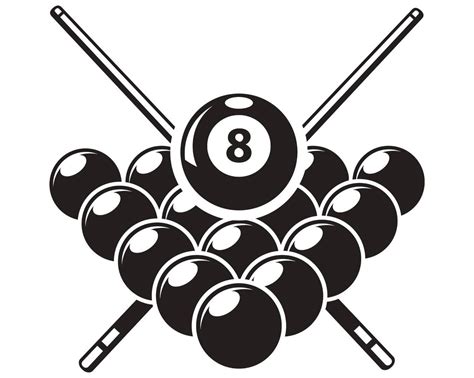 Billiards Pool Logo #2 Sticks Crossed Rack Eight Ball Sports Game .SVG ...