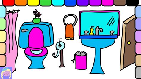 Learn How To Draw And Color A Bathroom With This Easy Drawing And Coloring Page For Kids - YouTube