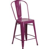 Tolix Style 24'' High Metal Outdoor Counter Height Stool with Back | Bar Stools – Restaurant ...