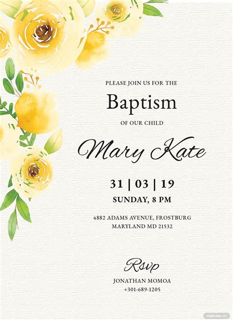 Free Baptism Invitation Card Template #AD, , #SPONSORED, #Baptism, # ...