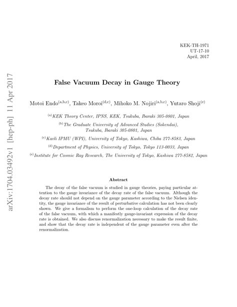 (PDF) False Vacuum Decay in Gauge Theory