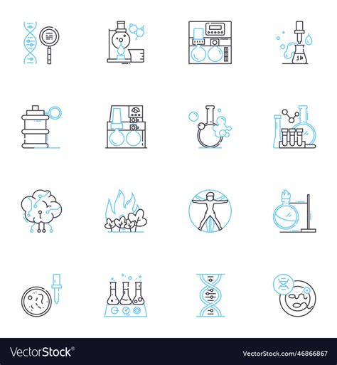 Biomedical science linear icons set microbiology Vector Image