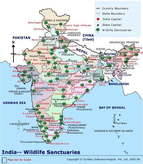 National parks on India map - Map of India national parks (Southern Asia - Asia)