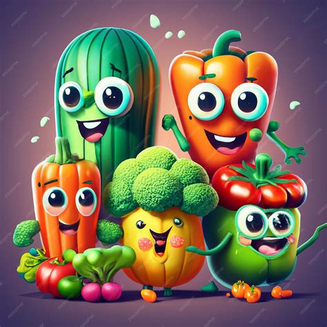 Premium AI Image | Cartoon vegetable characters collection