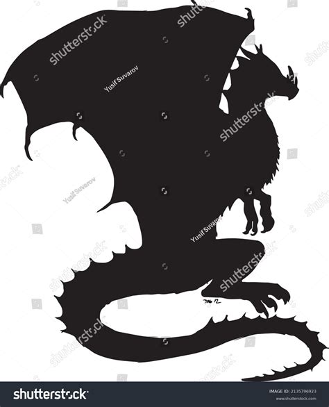 Dragon Silhouette Vector Black White Stock Vector (Royalty Free ...